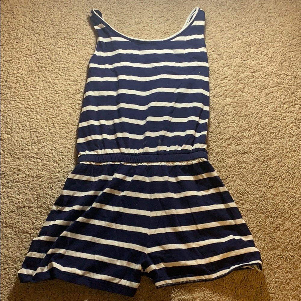 Girl's Blue and white striped romper (size XL)
